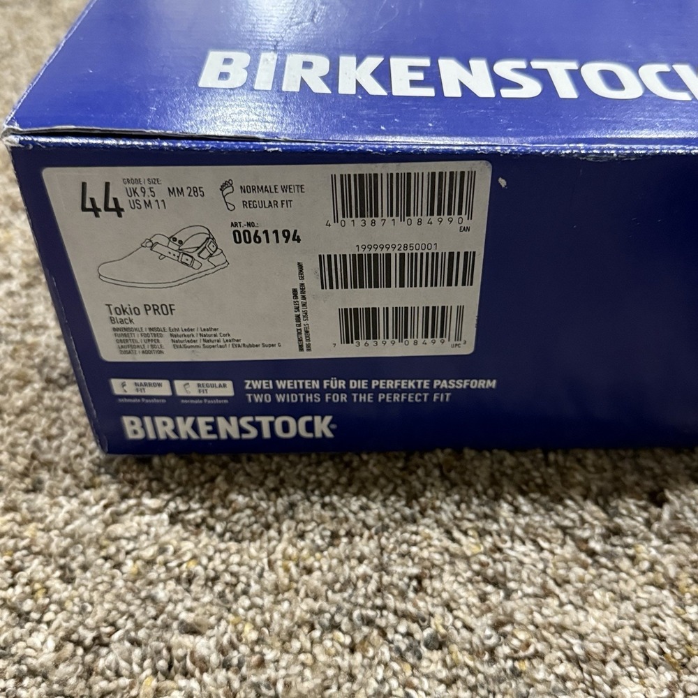NEW IN BOX MEN BIRKENSTOCK 0061194 EUR SIZE 44, US 11M TOKIO PROF BLACK LEATHER - Picture 6 of 7